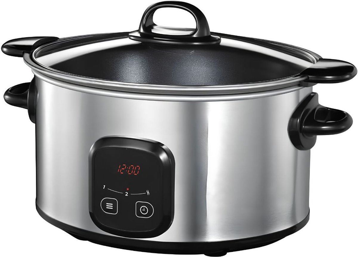 SP® Slowcooker - Elektrische Stoompan - UltraCompact - Zwart/Zilver - 26cm x 35cm x 36cm