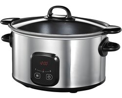 SP® Slowcooker - Elektrische Stoompan - UltraCompact - Zwart/Zilver - 26cm x 35cm x 36cm