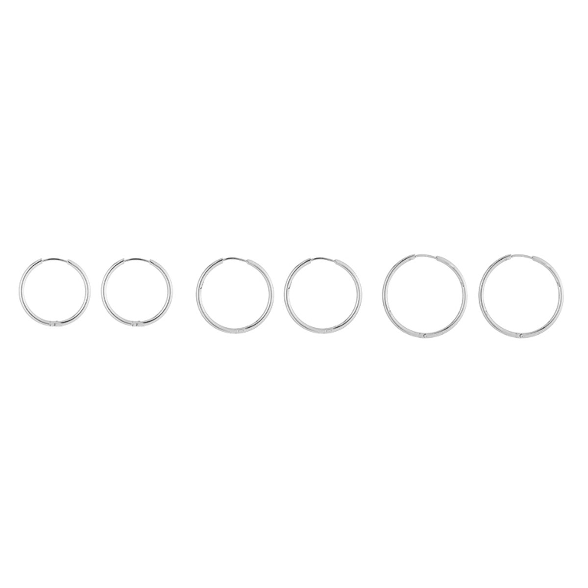 Stainless Steel Graduated Basic Hoops Set – Luxe Statement Oorringen Setje – RVS - Zilver