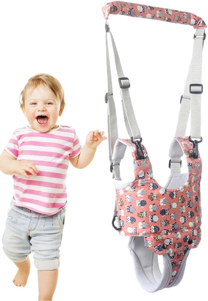 Wandelharnas Kinderen - Loopgordel Baby - Leren Lopen - Verstelbaar Vest Design - 6-24 Maanden - Roze