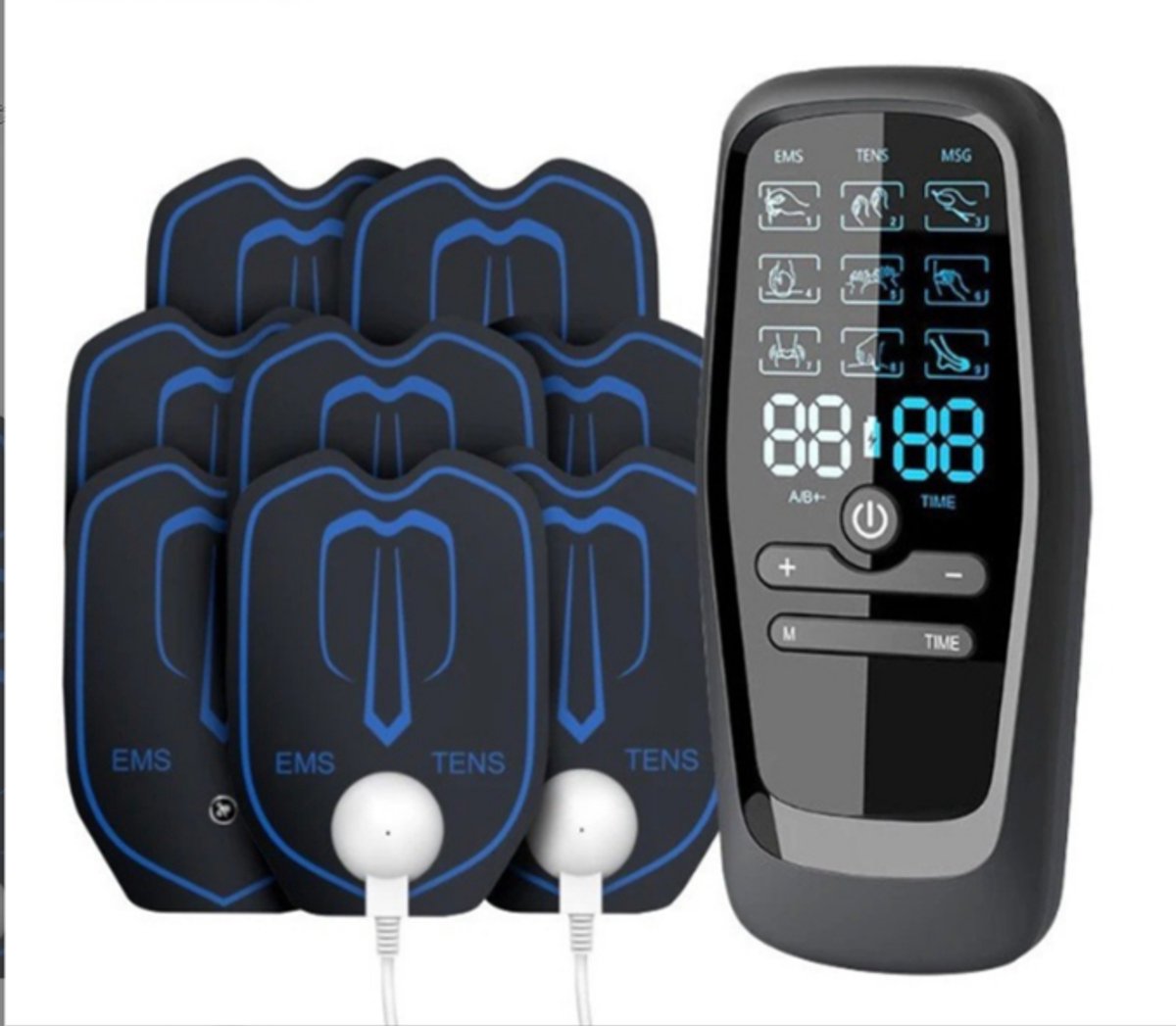 3-in-1 apparaat met 9 standen &8 elektroden, 2-kanaals elektrostimulatieapparaat voor menstruatiesimulator en weeën simulator-voor pijnverlichting, spieropbouw en spieromscholing