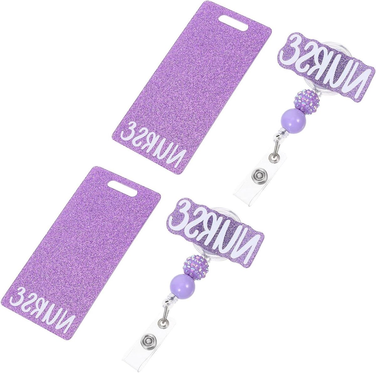 Badgehouders Verpleegkundige - ID Kaarthouder Clips - Personeelsidentificatie - Intrekbaar Ontwerp - 11 x 5.5 cm - Paars