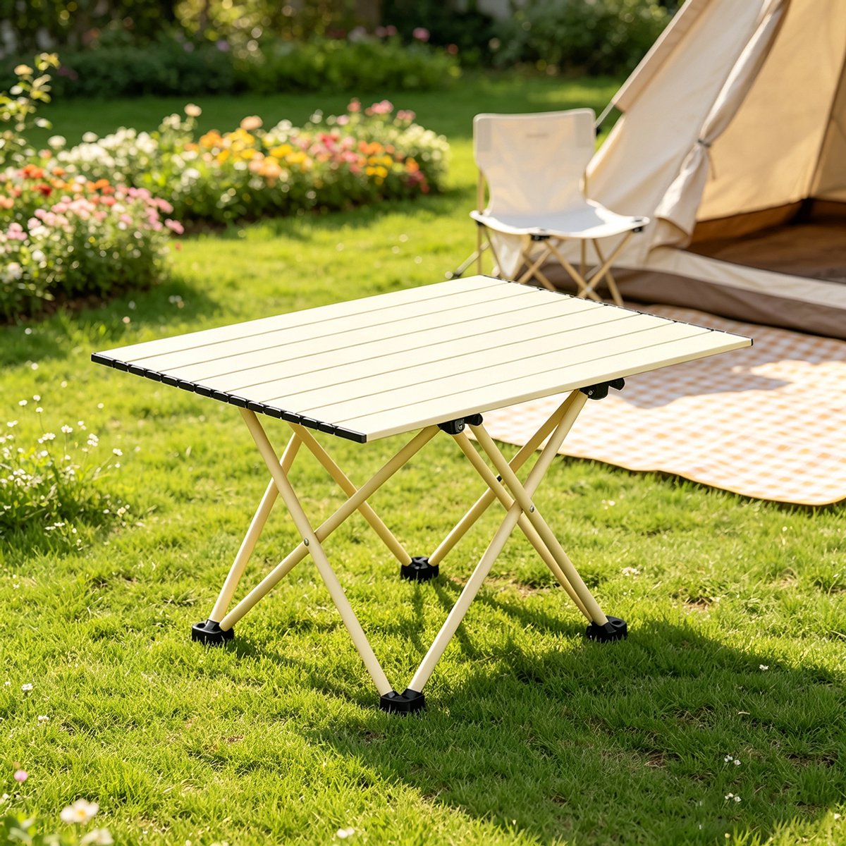 Gele ultralichte opvouwbare campingtafel 68x48x41cm Draagbare strandtafel voor buiten perfect voor kamperen wandelen backpacken en picknicken