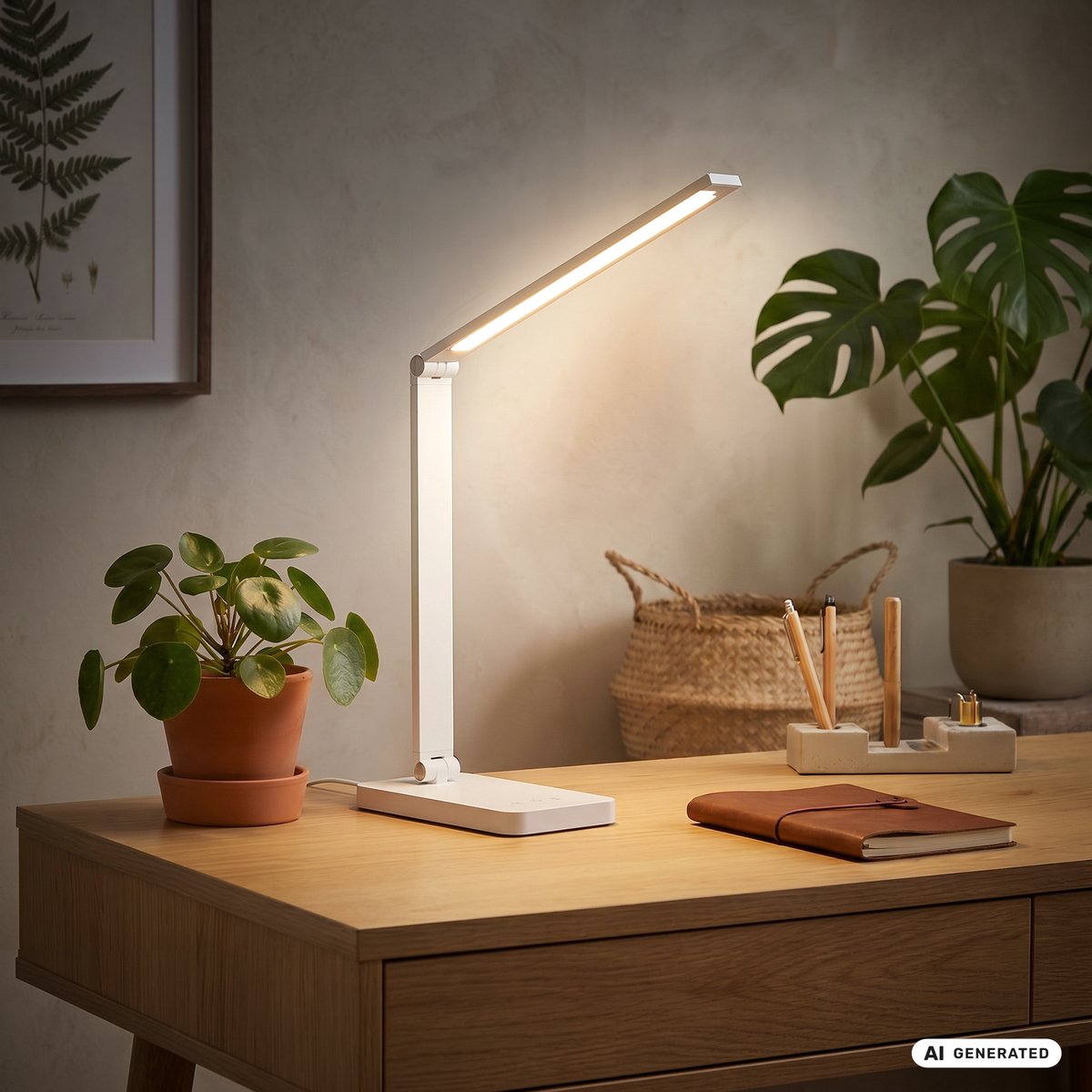 BRILONER Rick – LED Bureaulamp – CCT tafellamp – dimbaar touchbediening – USB-C – wit – 31.5 x 38cm