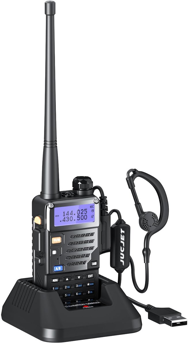 SnelShoppen - UV-5RE Walkietalkies - Twee-weg radio FM - VHF/UHF - USB-laadstation - Hoofdtelefoon - Krachtige Outdoor Radio - Zwart - Ideaal voor Avo