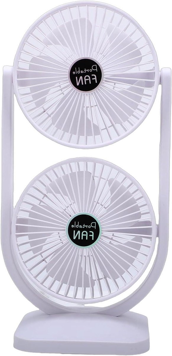 Dubbele Hoofdkoeler - Ventilator USB - Persoonlijk Koelen - Bidirectionele Luchtstroom - 405D x 205B x 16H cm - Wit
