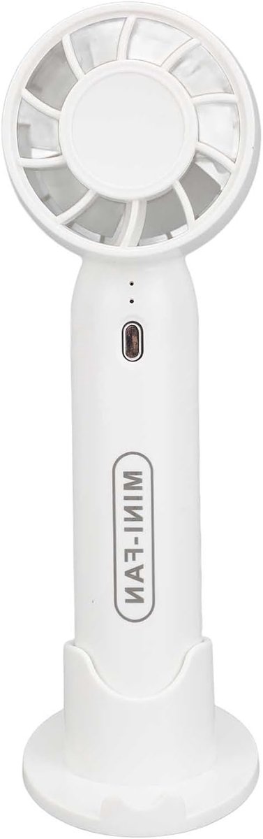Draagbare Handventilator - Mini Ventilator USB - Persoonlijke Koeling - Veilige Verborgen Bladen - 15 cm Hoog - Wit