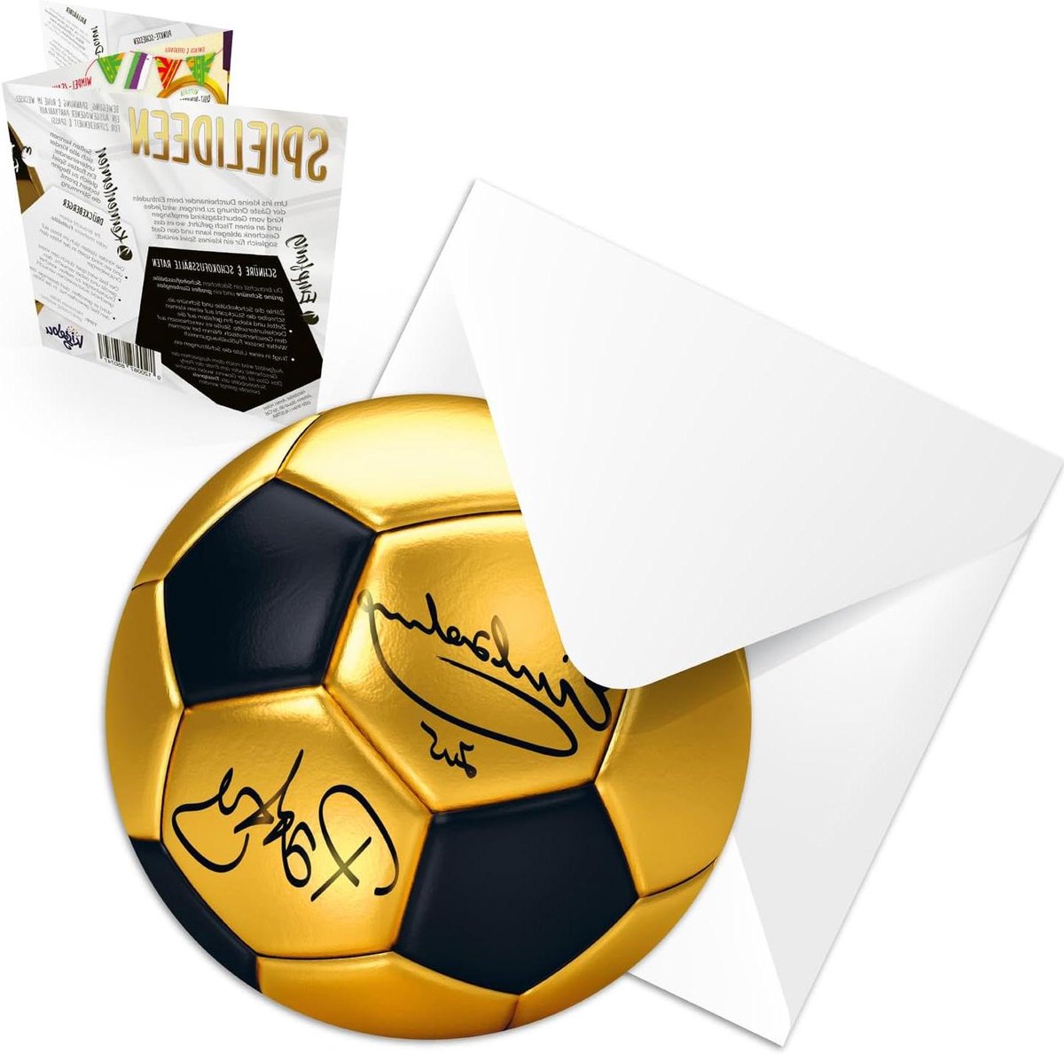 Uitnodigingskaarten Kind - Verjaardagskaarten Feest - Kinderfeest Organiseren - Voetbal Thema Design - 148 cm Rond - Goud