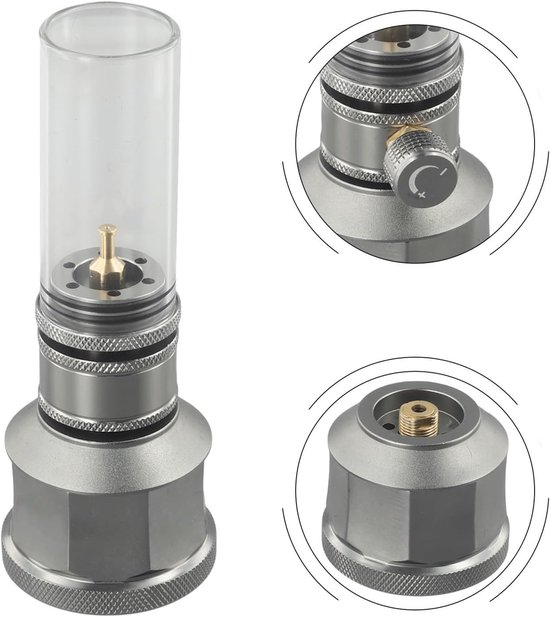 Campinglantaarn op Gas - Draagbare Gaslamp - Buitenverlichting - Instelbare Helderheid - 35g Capaciteit Bus - Aluminium — afbeelding 4