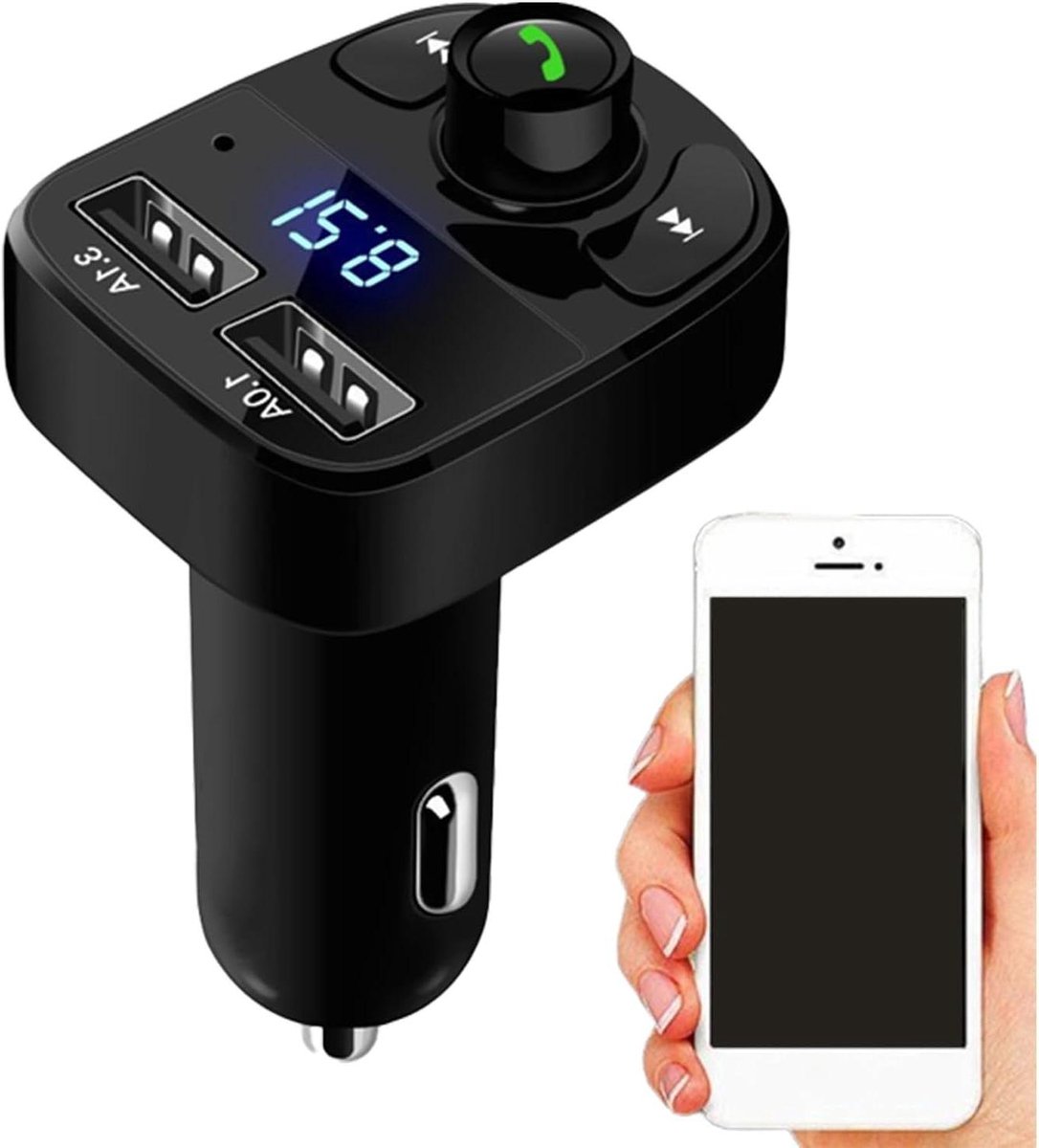 Draadloze FM-zender - Auto MP3 speler - Muziek afspelen - Dubbele USB laadpoorten - 12.4 x 6.9 x 4.8 cm