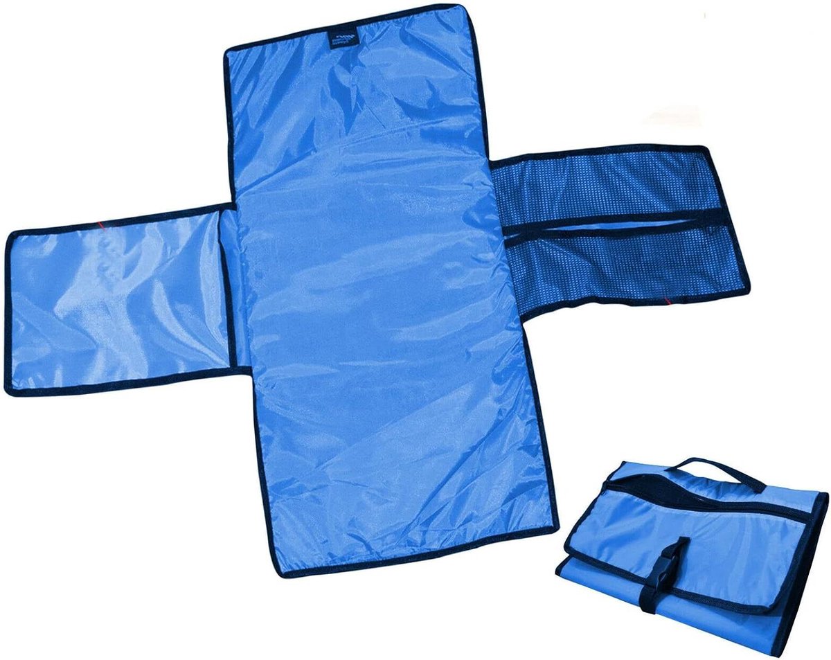 Baby Verschoningsmat - Opvouwbaar Aankleedkussen - Onderweg Luiers - Waterdicht En Gevoerd - 60 x 33 cm - Blauw