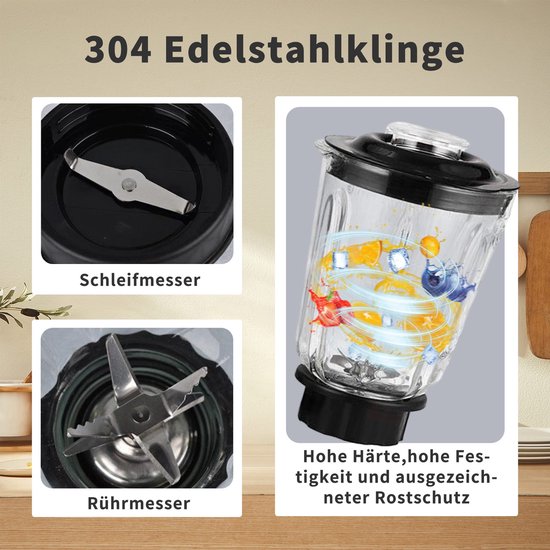 Standmixer 2026 Neu Standmixer,Mixer VitaBoost,Edelstahl Silber Glas Smoothie Maker,Milchshaker Blender 1,5 L,Eiscrusher,6-Klingen für Ice Püree van OYLCDI — afbeelding 3