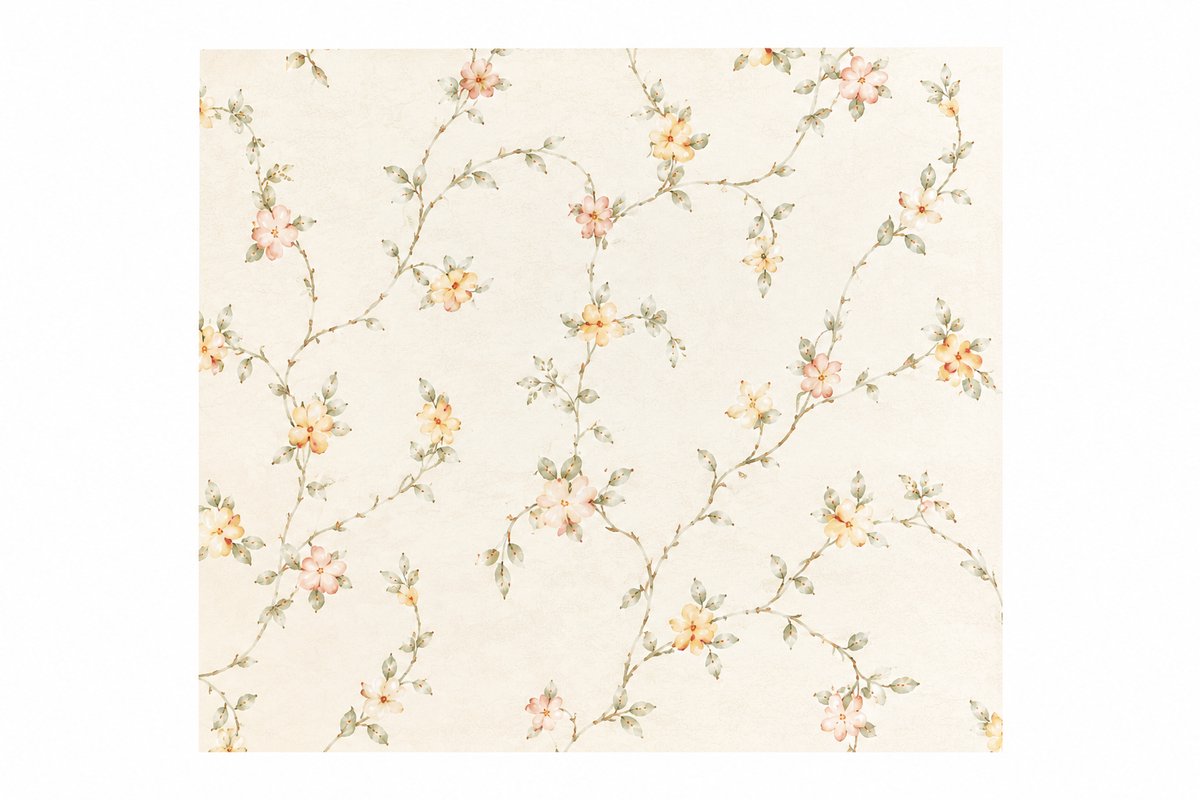 York Wallcoverings SM8584 Bloemenbehang – Crème met Zachte Roze Bloemen – Papierbehang – 52 cm x 10 m – 5,2 m²