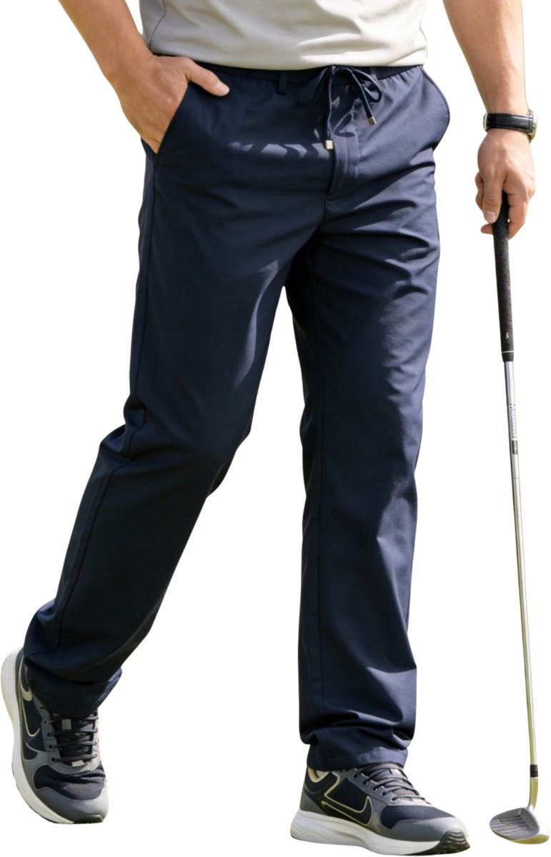 Currero Pantalon Heren Chino Regular Fit Golfbroek Nette Broek Met Elastische Tailleband Volwassenen M Koningsblauw