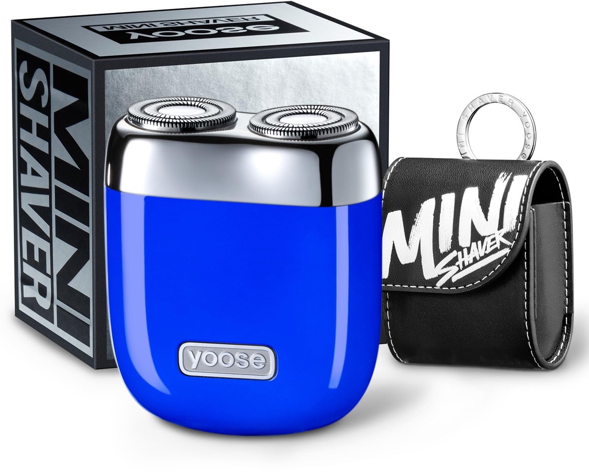 SnelShoppen - Yoose Elektrisch Scheerapparaat Heren - Mini Metaal Scheermachine, IPX7 Waterdicht, USB-C Opladen, Magnetische Mesjes - Voor Reizen, Out