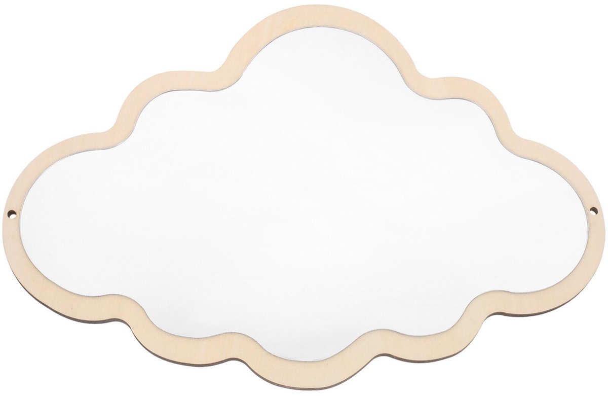 SnelShoppen - Houten Spiegel voor Kinderen - Wolken Wandspiegel, Make-up Spiegel, Cosmetische Tafelspiegel voor Badkamer, Decoratie, Kerstcadeaus, Wan