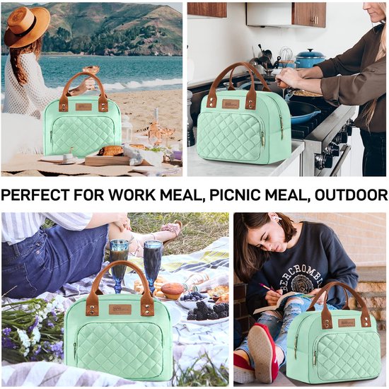 SnelShoppen - Geïsoleerde Lunchtas voor Vrouwen en Mannen, Koeltas Lunchbox Draagtas in Groen, Perfect voor Werk, School, Picknick en Meer van Snelshoppen — afbeelding 5