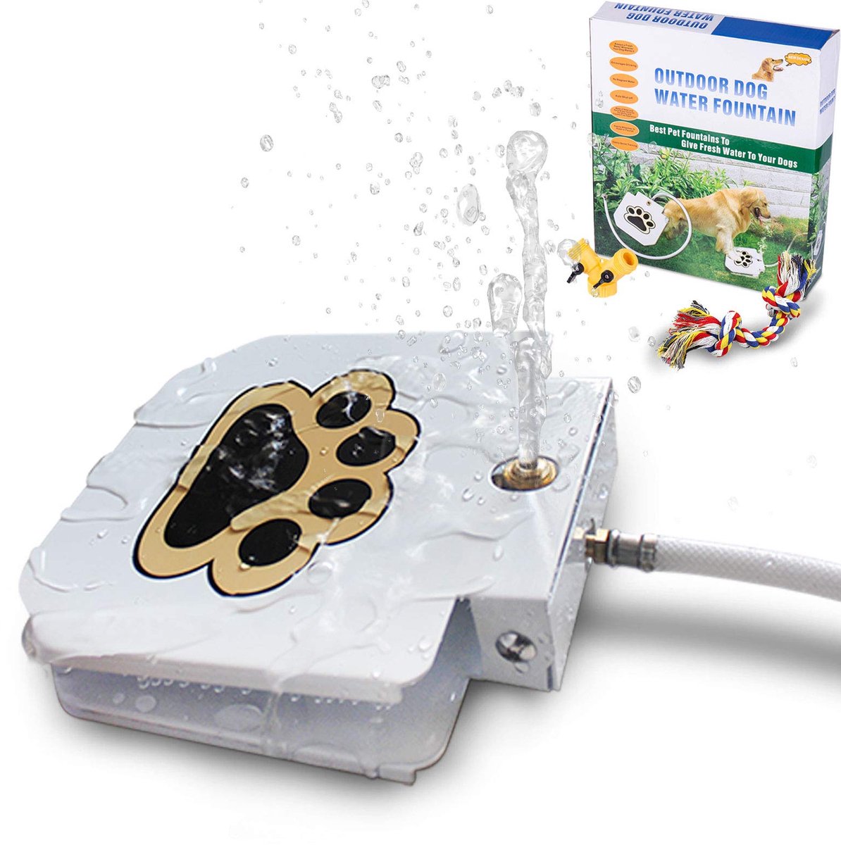 SnelShoppen - Outdoor hond fontein speelgoed - Stevig gecoat metalen water sproeier voor huisdieren - Verbeterde koperen klep met drukaanpassing - Zwa