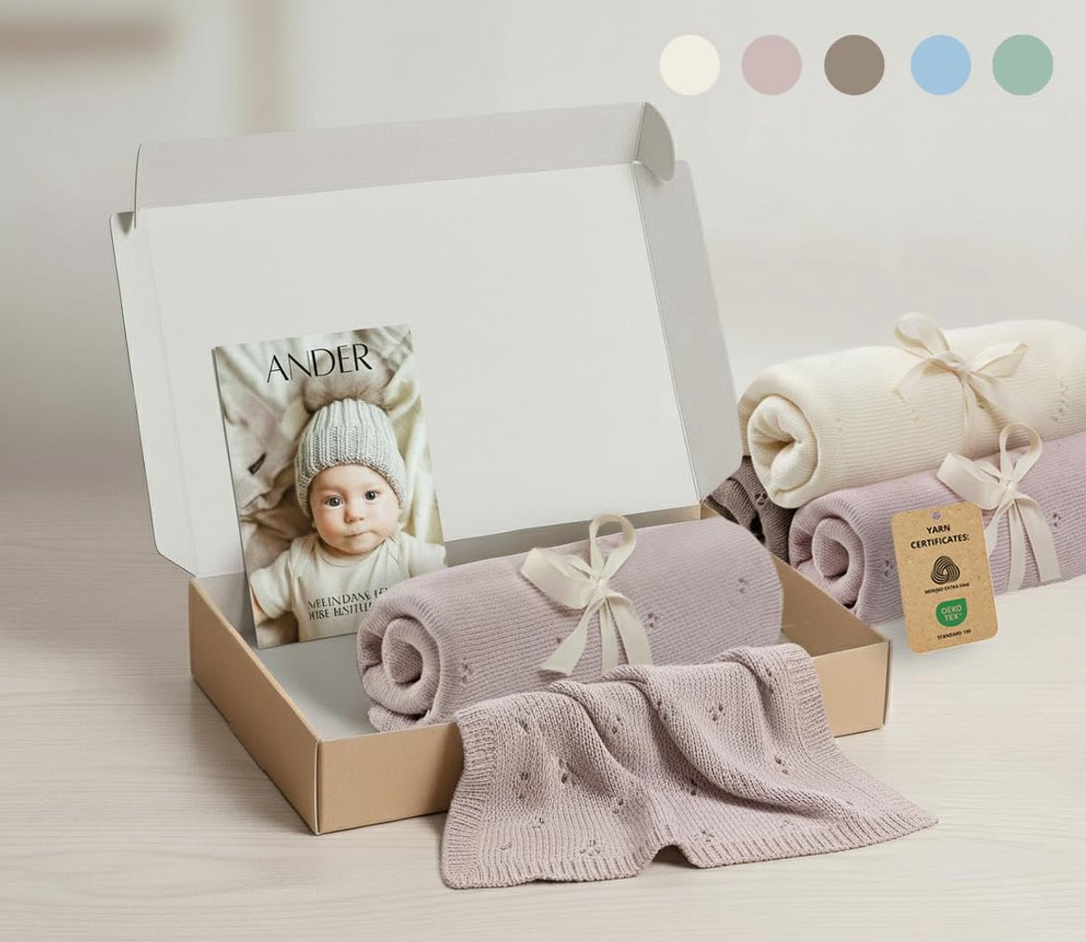 SnelShoppen - Ander Babydeken Merinowol Knuffeldeken 75x100 cm, Blauw, Comfortabel en Veilig voor Kinderen, Babyaccessoires, Ideaal voor Thuis en onde