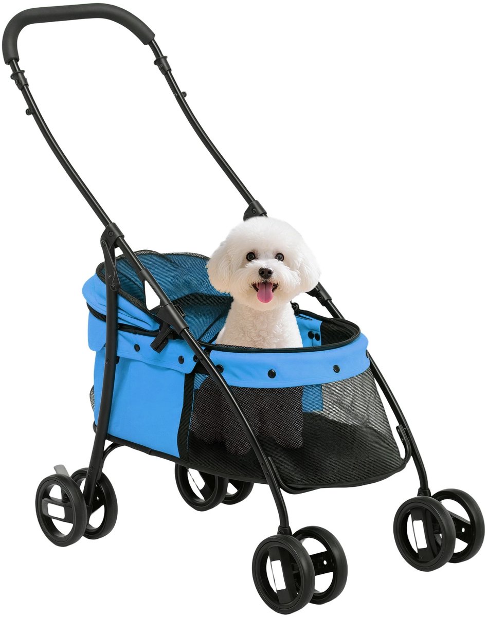 Linkforu - Hondenbuggy - Opvouwbaar - Lichtgewicht - Ventilerend - Veilig - Tot 10 Kg - Blauw - 82 X 47 X 97 cm