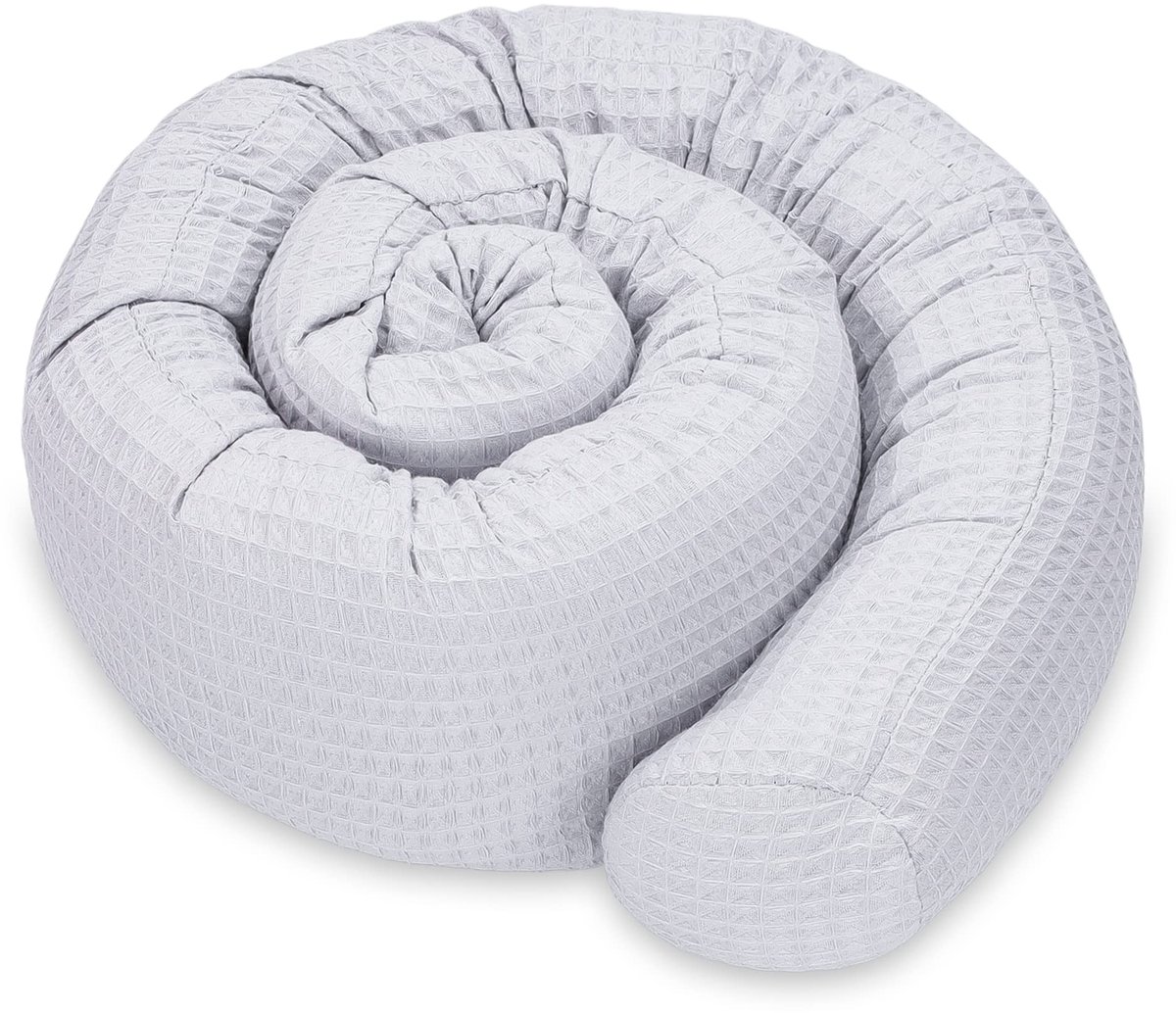 SnelShoppen - Zijslaper Kussen Lichaamskussen 150 cm Katoen Wafel - Lang Kussen Bed Rol Slaapkussen Nek Rol Decoratie Kinderen Oeko-Tex Grijs D