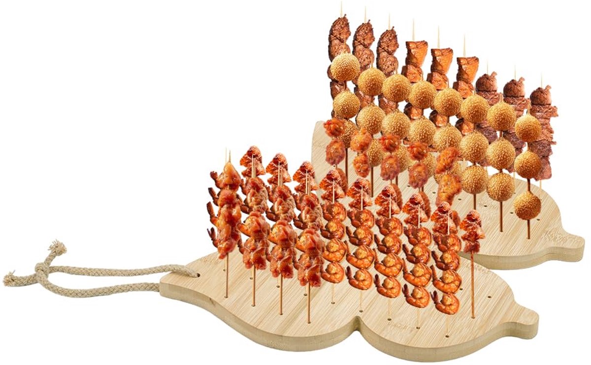 Dailygoods - Houten Skewers Houder in Vlinder Vorm - 70 Gaten voor Feestjes