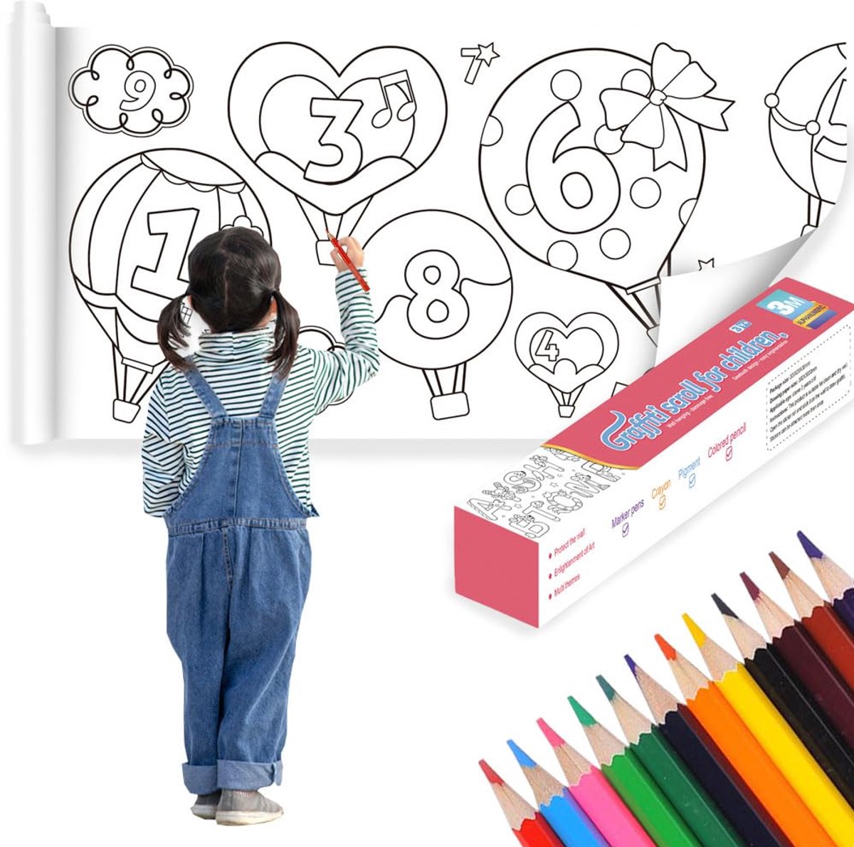 Dailygoods - 3 Meter Kinderen Kleur Rol - Schilderen en DIY Creatie