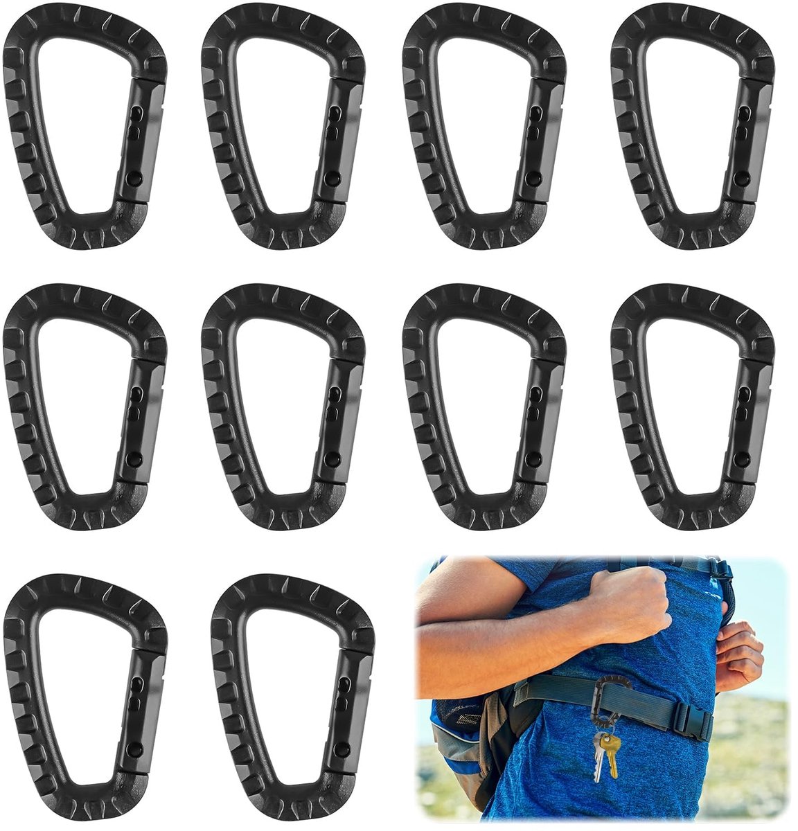 Dailygoods - 10 Stuks Auto Locking Karabijnhaken - Voor Kamperen en Reizen