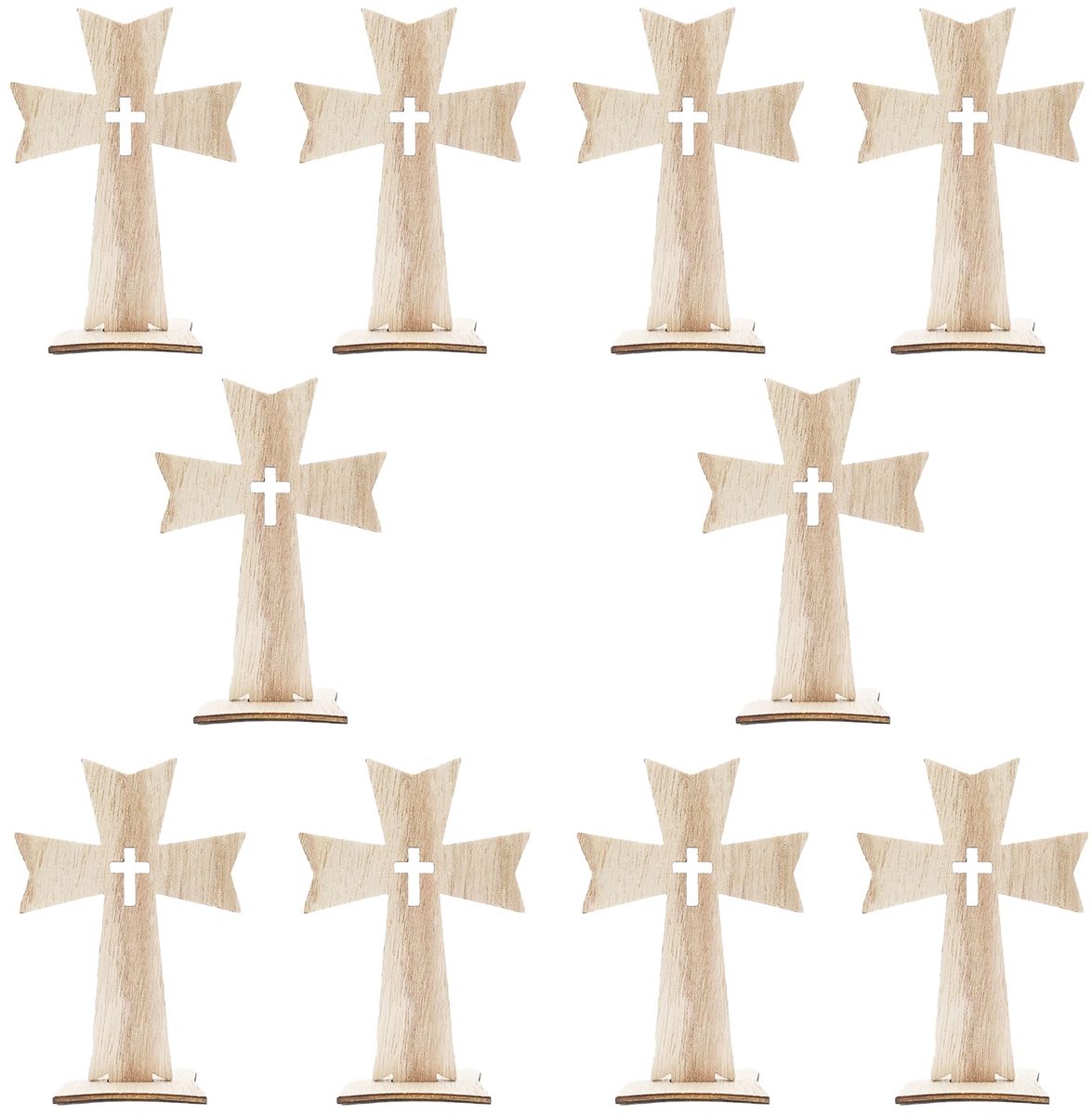 Dailygoods - Houten Kruis Decoratie - Staande Kruis met Voet