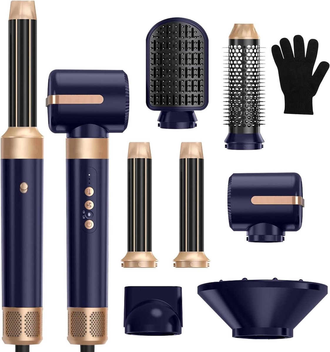 Haarstyler Haardroger - Krultang Set - Haar Stijlen - 6-in-1 Functies - 500 g - Goud