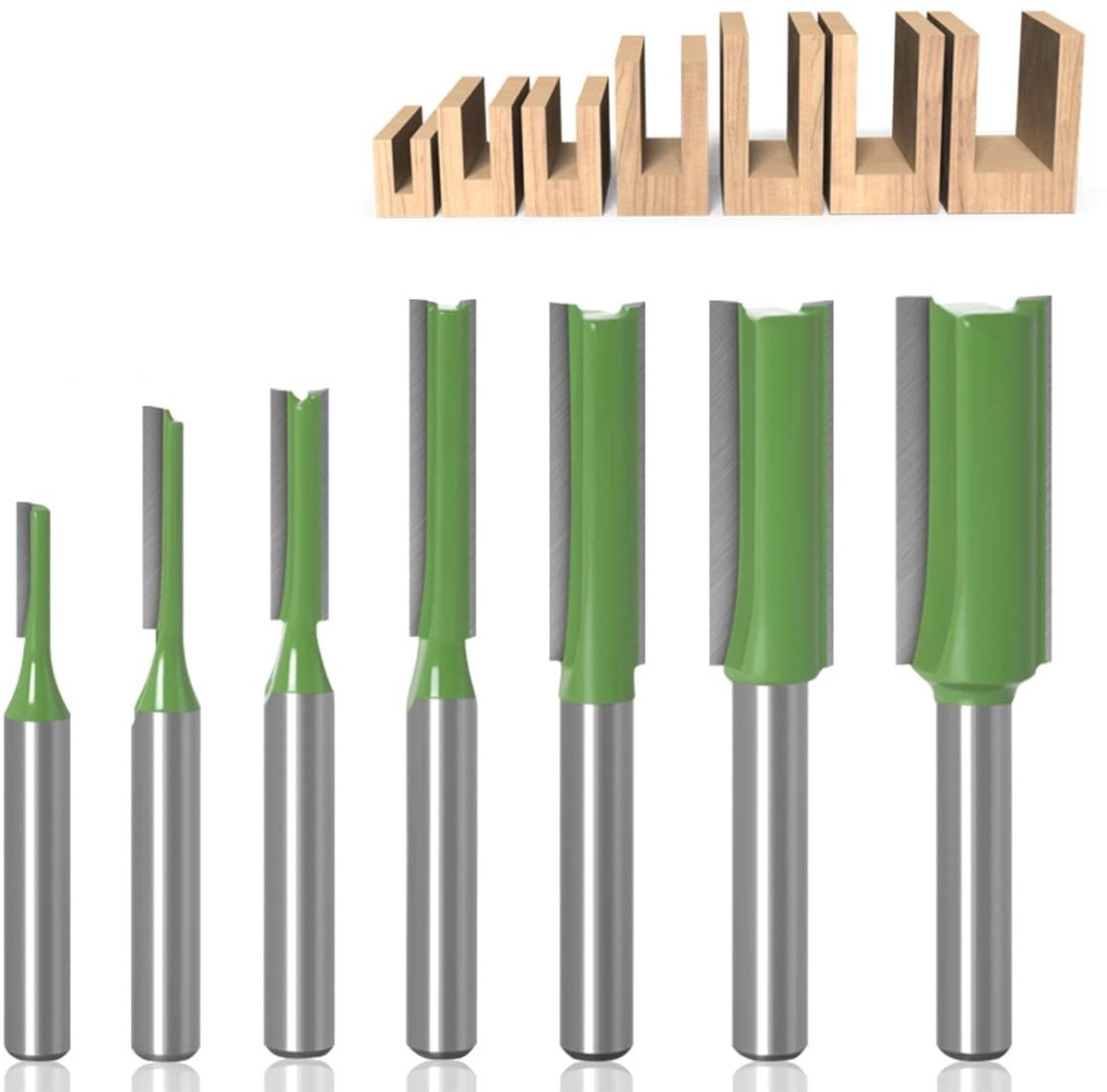 Dailygoods - 7-delig Houtfrezen Set met 6 mm Schacht - Diverse Snijdiameters 3-12 mm