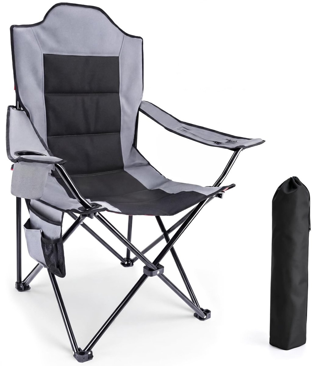 Dailygoods - Comfortabele Opvouwbare Campingstoel met Hoge Rugleuning - 150 kg Draagvermogen