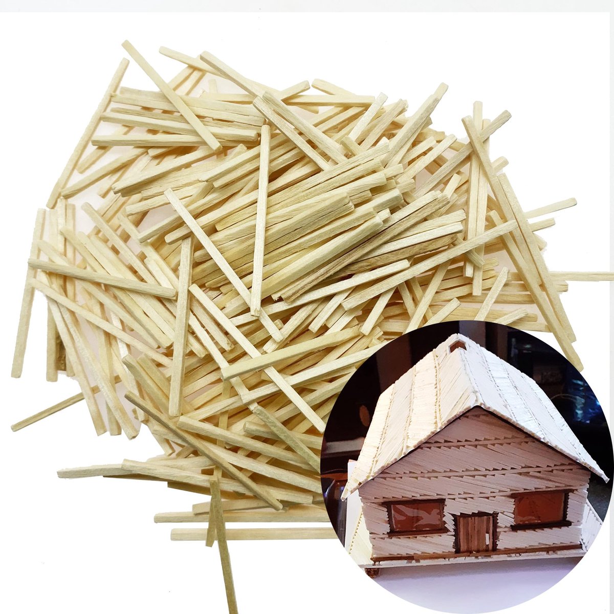 Dailygoods - 300 Stuks Miniatuur Houten Stokjes - Natuurlijk Hout voor DIY Modelbouw