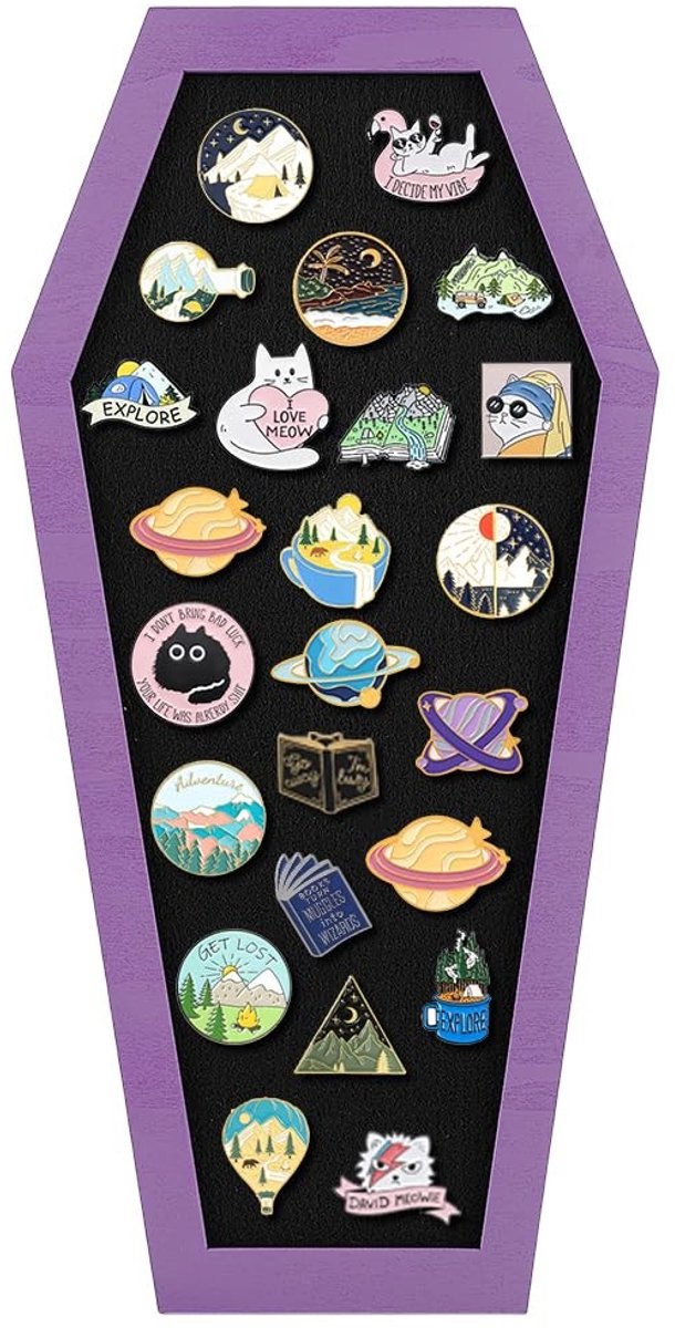 Dailygoods - Vilten Prikbord voor Broches en Naalden in Uniek Doodskistvormig Ontwerp