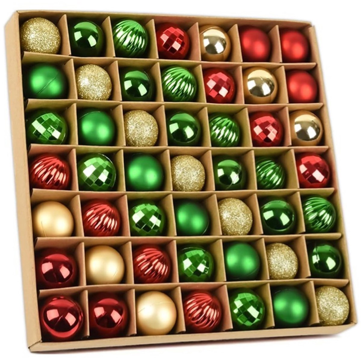 Dailygoods - 49 Stuks Mini-Kerstballenset Rood Groen Goud - 3 cm Onbreekbare Kerstdecoratie