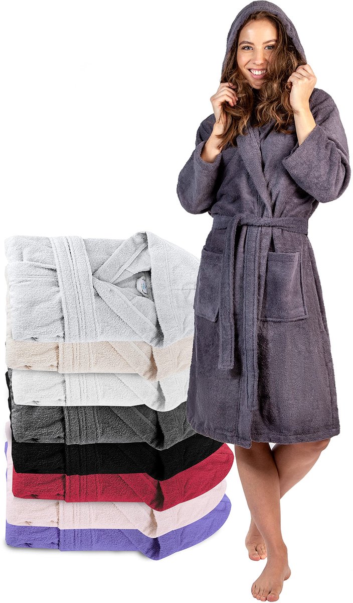 SnelShoppen - Zachte Badjas Vrouwen Katoen - Donzige Katoenen Badjas - 100% OEKO-TEX® Gecertificeerd - Ideaal voor Thuis en Wellness