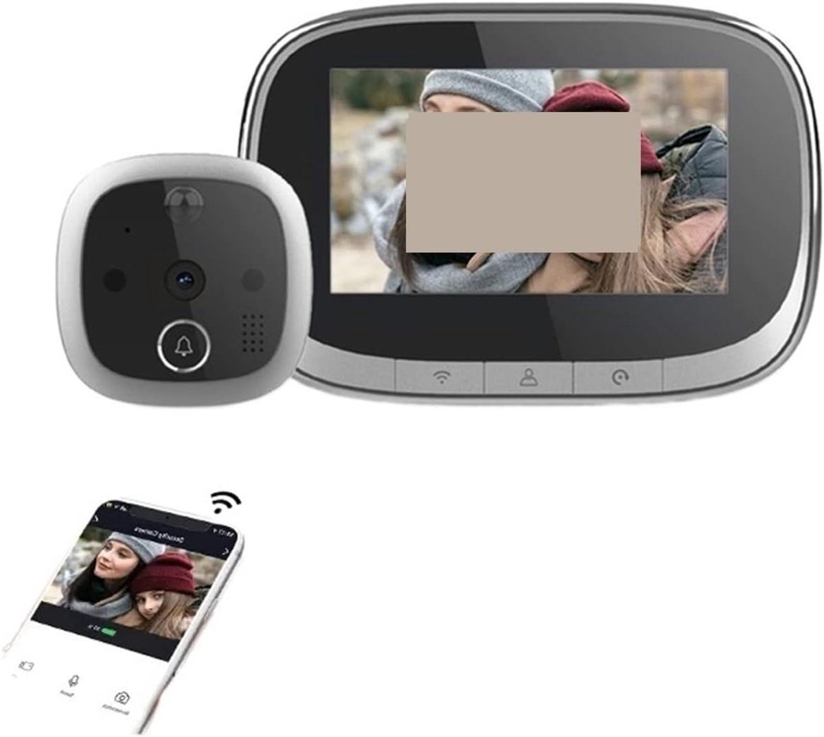 Videodeurbel met Monitor - Slimme Deurbel Camera - Huisbeveiliging - 4.3 Inch LCD Scherm - 64GB Ondersteuning - Zwart
