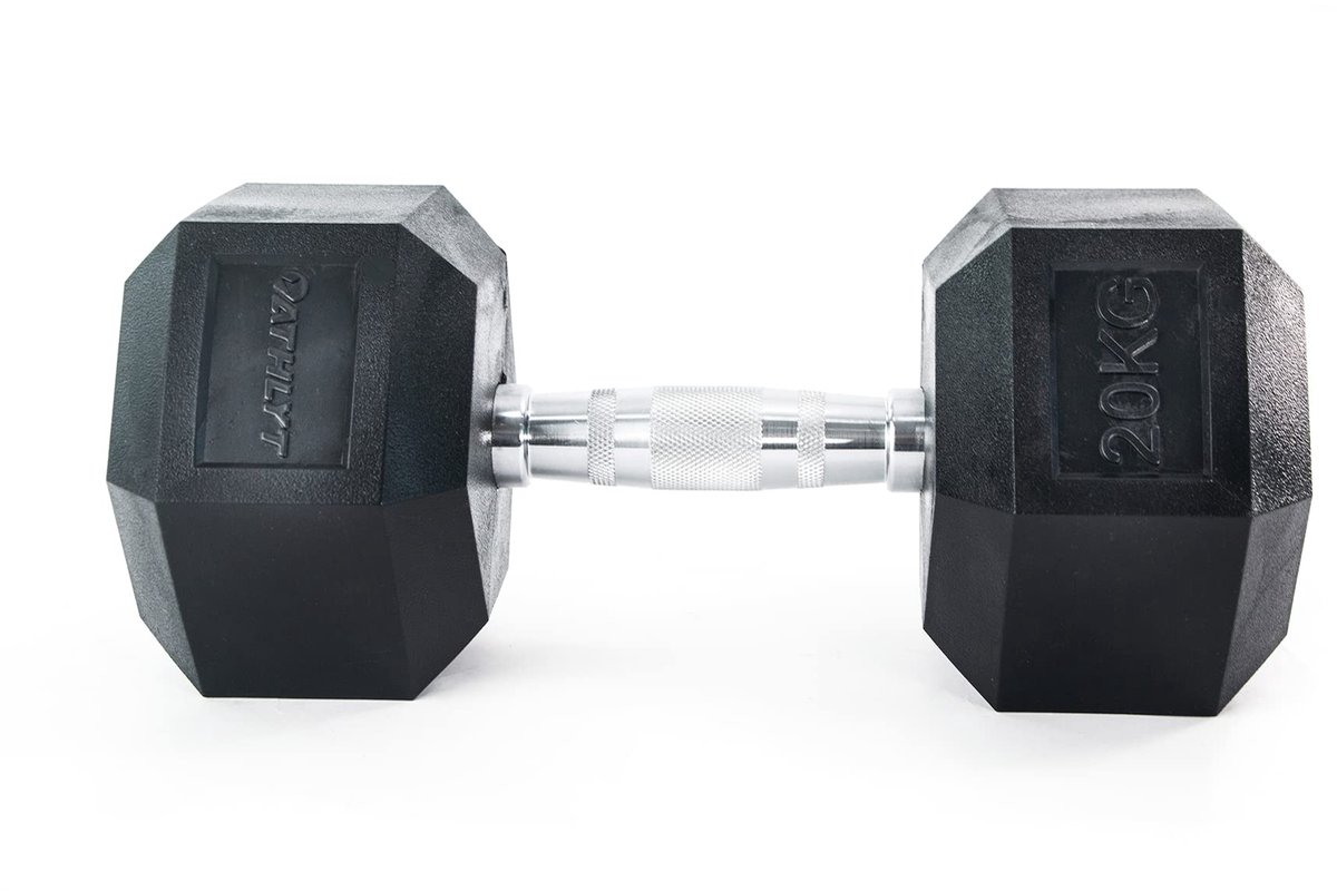 SnelShoppen - Hex Halter 20 kg - Halter voor Krachttraining, Gewichtheffen, Fitness, Thuis Gym, Zwart, Professioneel, Duurzaam, 1 stuk