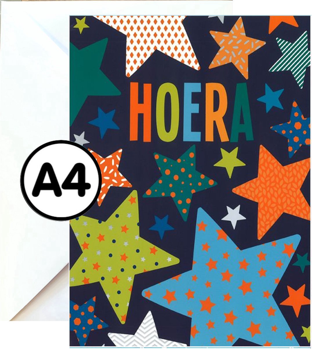 Grote Wenskaart - Hoera - A4 XXL - Met Envelop