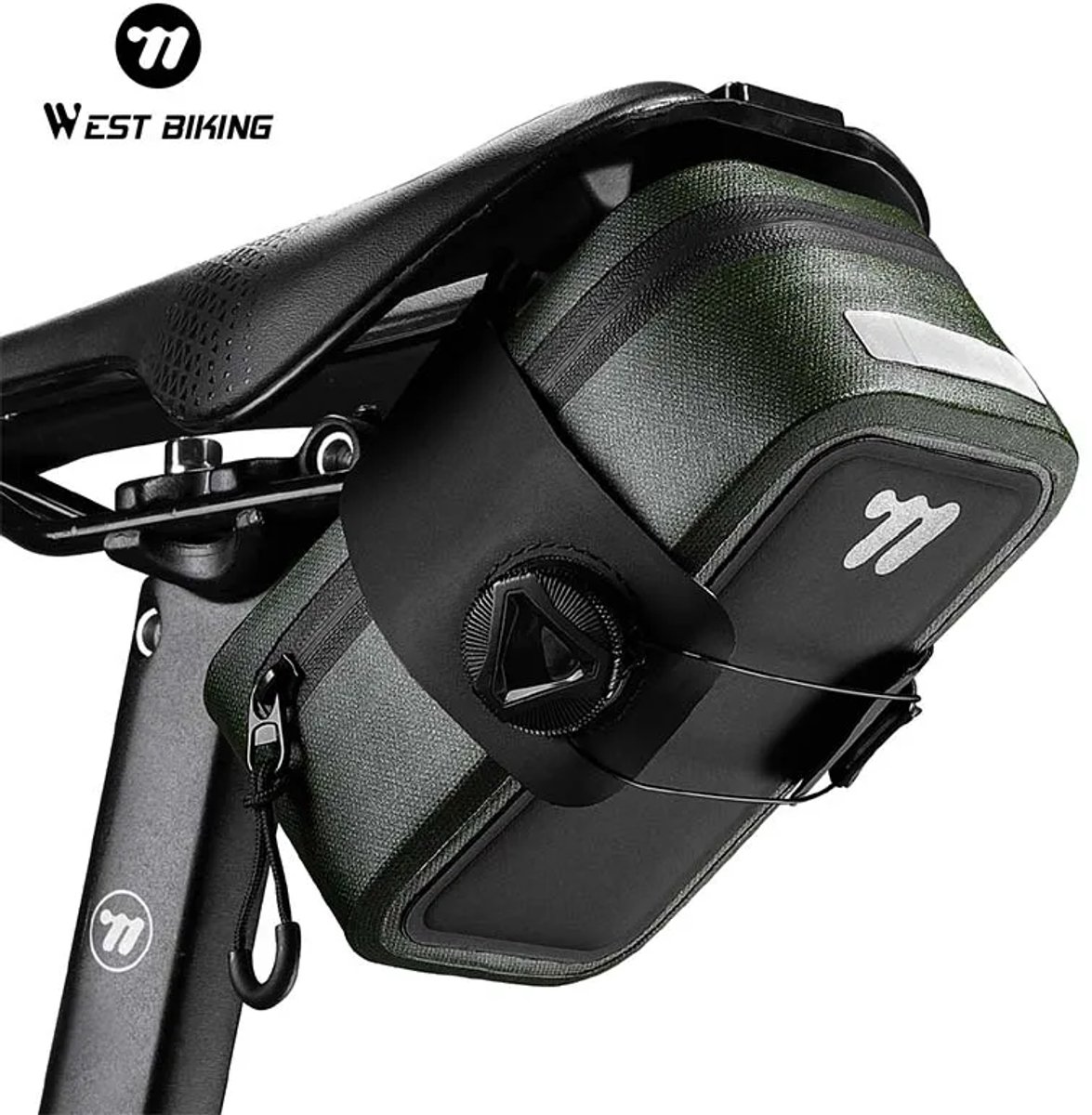 West Biking - Zadeltas - Fietstas voor Zadel - Waterdicht - Quick Release & Draaiknop - 14x8x5.5 cm - Groen