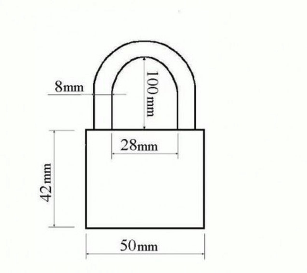 BARCZ Hangslot met Lange Beugel - 50mm Breed, 8mm Beugel
