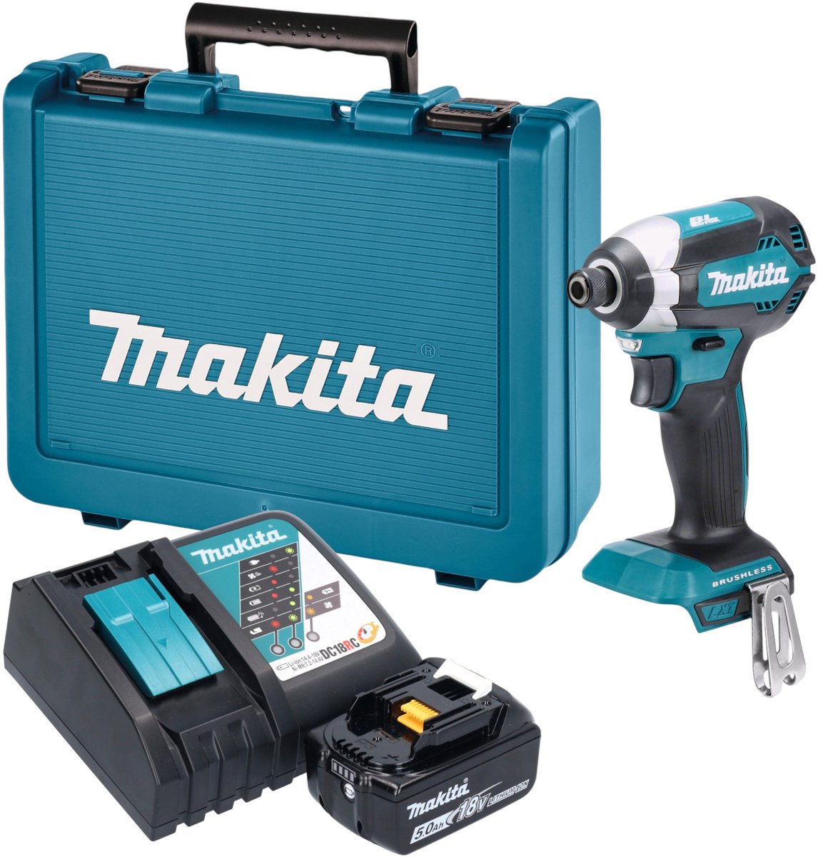 Makita DTD 153 RT1E accu-slagmoersleutel 18 V 170 Nm 1/4" borstelloos + 1x accu 5,0 Ah + oplader + koffer