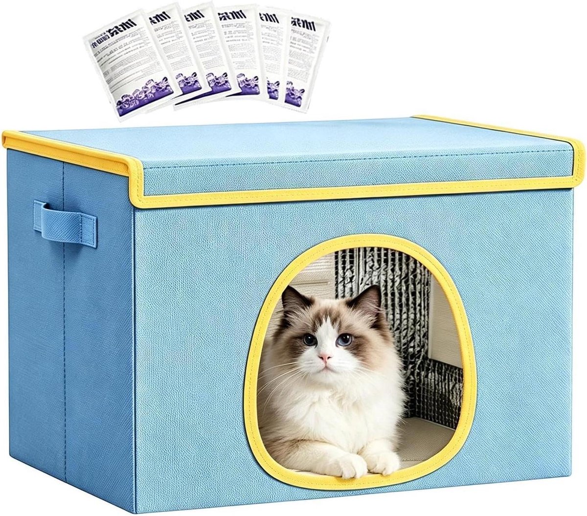 Koelend Kattenhuis - Hondenmand Nest - Huisdieren Koel Houden - Met 6 Koelaccu's - 50 x 40 x 36 cm