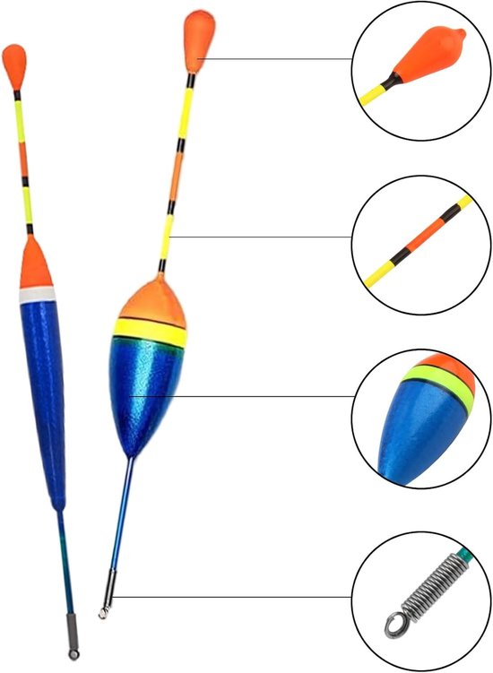 Set van 10 Vissersdobbers van Foam, 205 Stukken, Geschikt voor Alle Soorten Vissen in Meren en Vijvers, Inclusief 3 Draaisloten en 4 Zwemmers — afbeelding 2