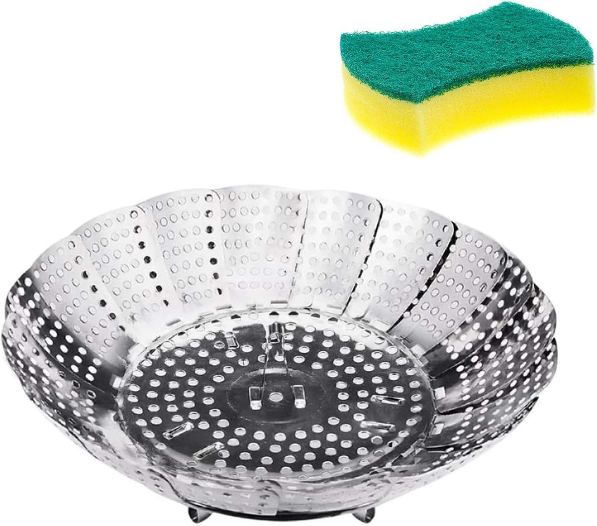 Groentestomer - Roestvrij Staal - 9 inch - Inklapbare Stoominzet voor Koken