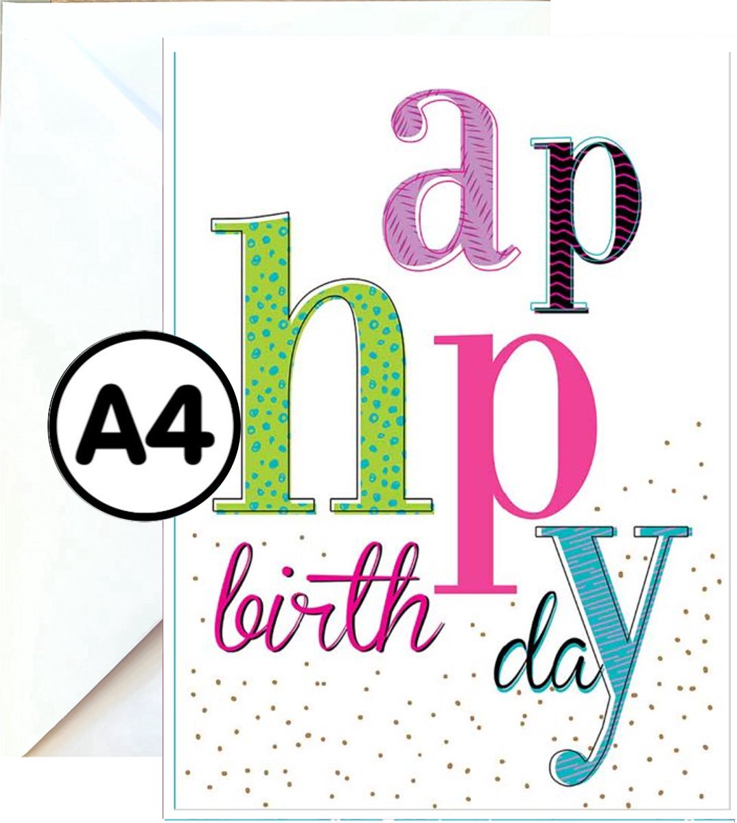 Grote Wenskaart - Happy Birthday - A4 XXL - Met Envelop