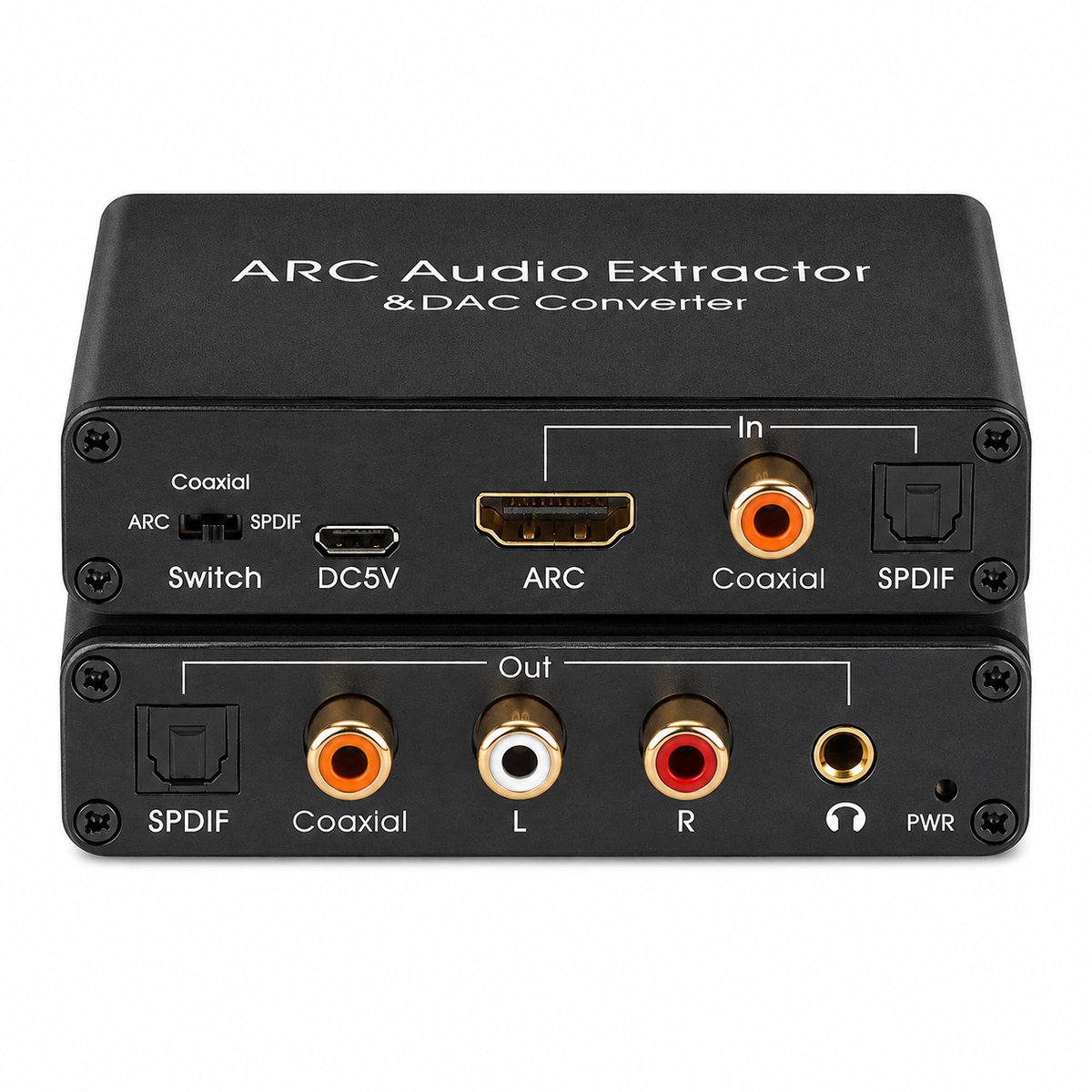 HDMI ARC Audio Extractor – 192kHz DAC Converter – HDMI ARC, Optisch & Coaxiaal naar RCA L/R, SPDIF & 3,5mm AUX – Audio Adapter