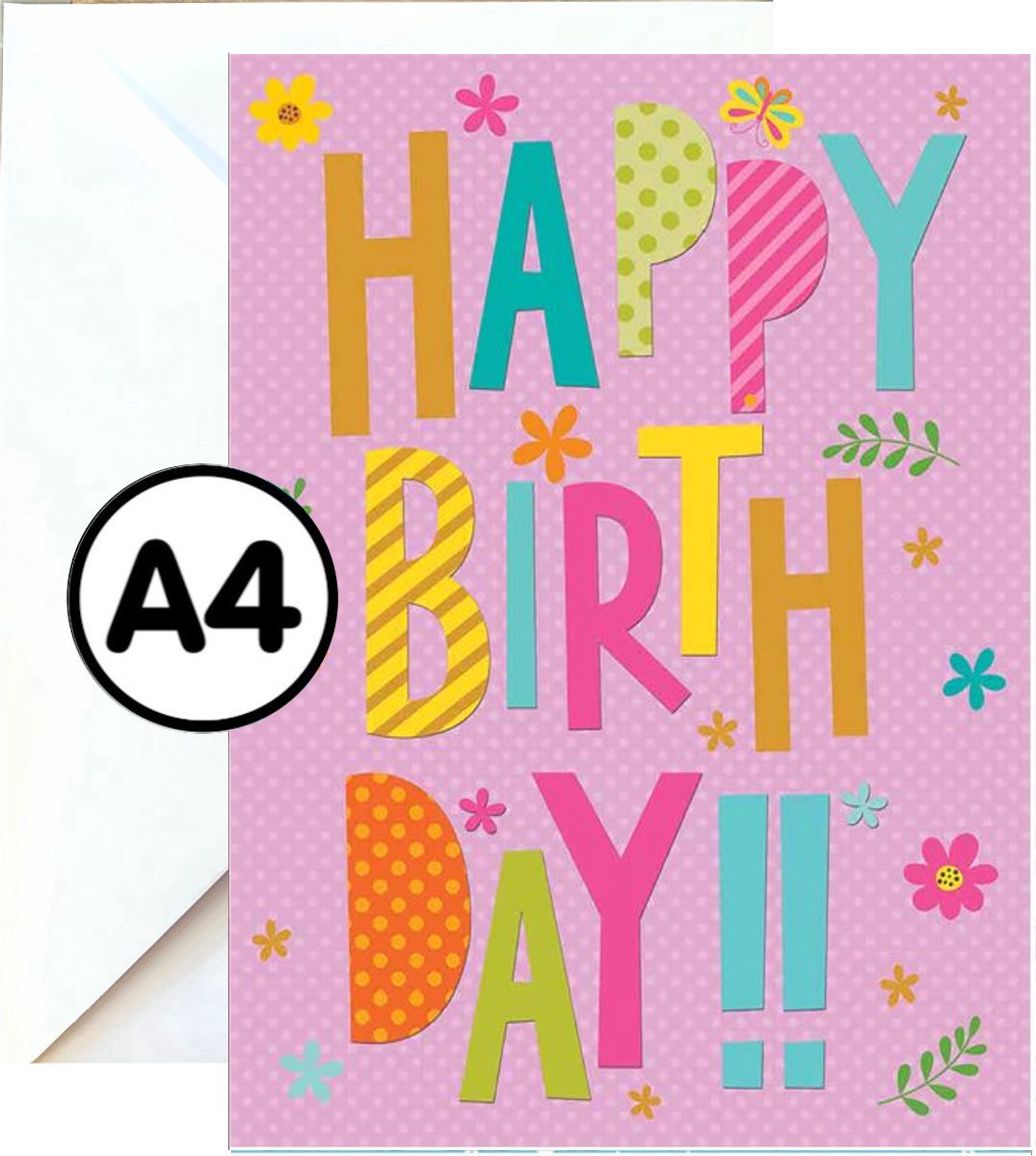 Grote Wenskaart - Happy Birthday - A4 XXL - Met Envelop