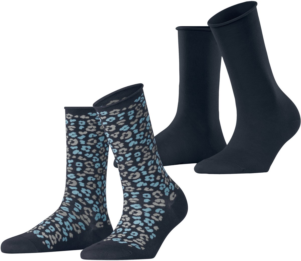 Esprit Flower Bloom 2 Pack gedessineerd katoen multipack sokken dames blauw - maat 35-38