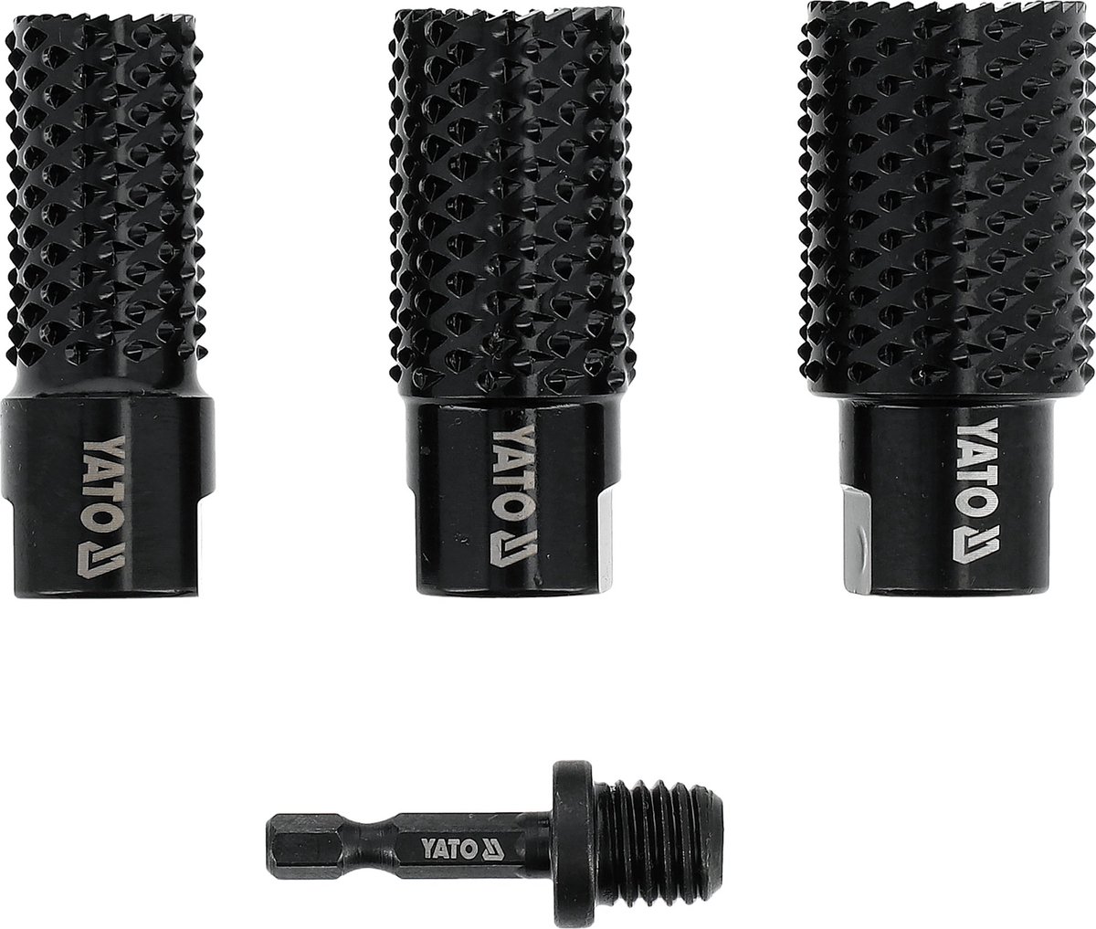Roterende Houtfrees Set 3-Delig - Bolfrees 20, 25 & 30 mm - Met M14 Aansluiting & 1/2 Hex Adapter voor Boormachine - Koolstofstaal (40-50 HRC) - Roterende Houtbeitel & Raspschijf Set voor Houtbewerking & Wood Carving